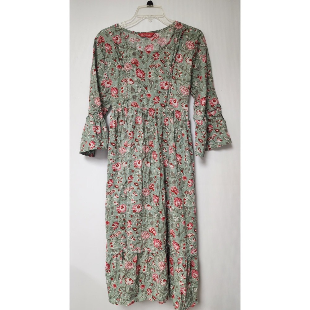 Secret Wish Hidden Zippers Nursing Dress Green and Red‎ Floral XXL